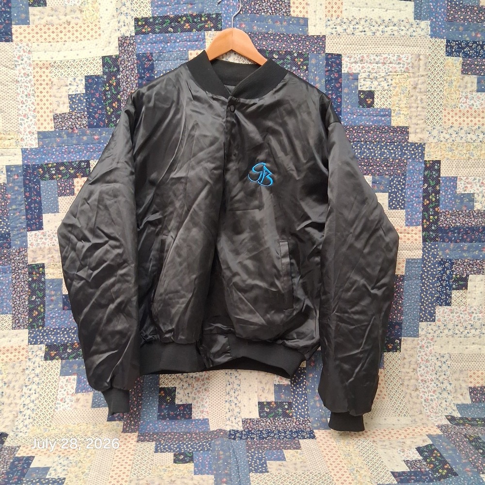 Garth Brooks World Tour Black Satin Bomber Jacket Size XL  Made in USA
